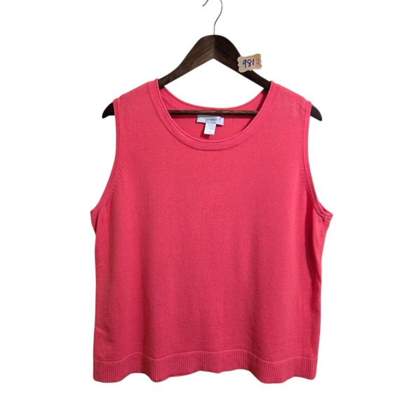 CJ Banks Sweaters - CJ Banks Women's Sweater Vest Size 1X Coral Sleeveless Round Neck Cable Knit
